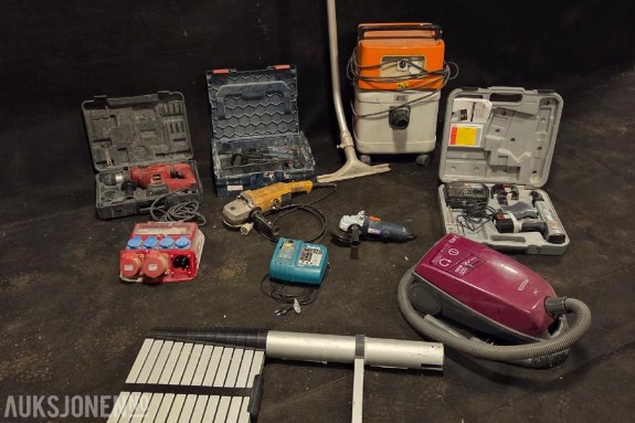Stihl Støvsuger, Makita Batterilader, Bosch Borhammer, Byggestrøm, Stige